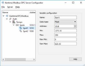 Konfiguration av OPC-server för Modbus Efter att ha installerat Kentimas OPC-Server för Modbus får man konfigurera vilka värden man är intresserad av i det andra systemet.