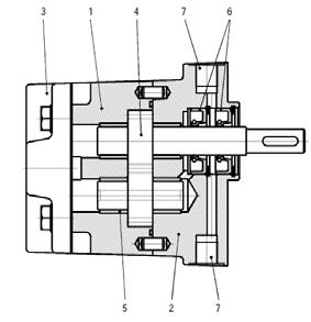 Bakgavel 3. Bakgavel 4. Kugghjul 4. Kugghjul 5. Glidlager 5. Glidlager 6. Axeltätning 6.