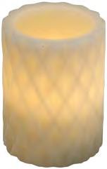 Batterier medföljer. Material: plast, yta av äkta vax. Av/på-knapp. 9477993 WAX CANDLE The beautiful diamond-patterned candle provides a soft, shimmering light.