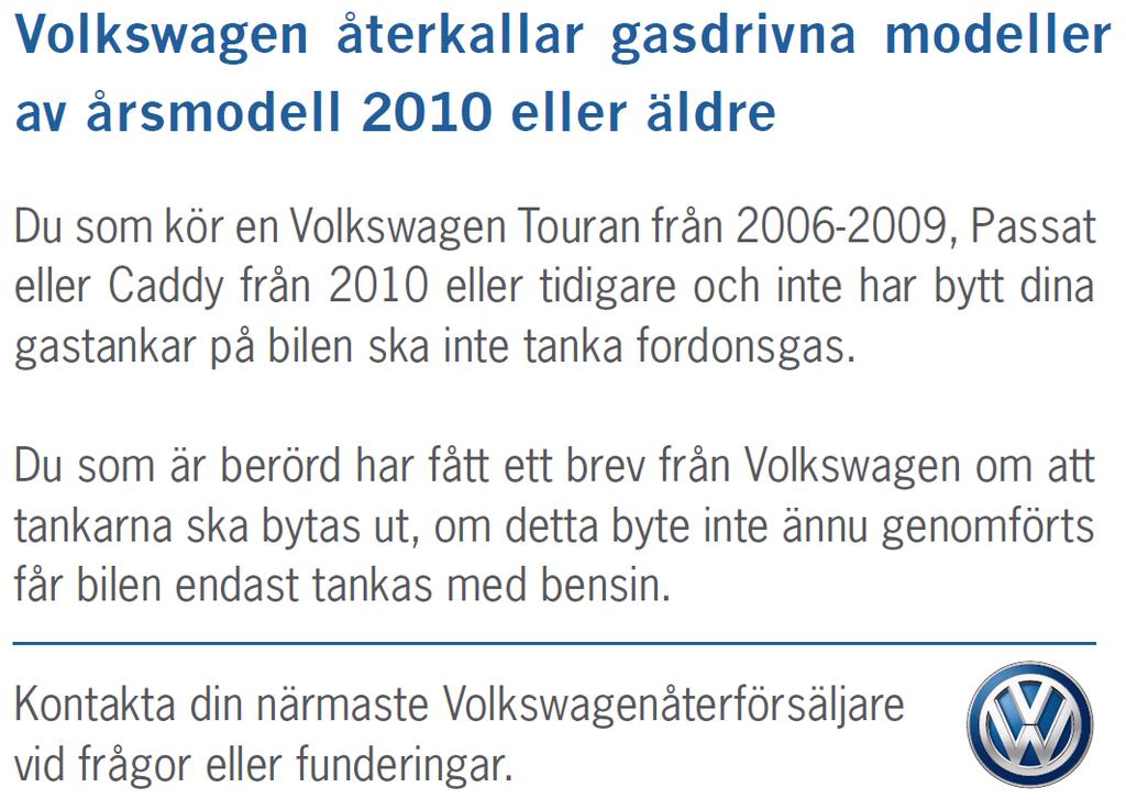 Återkallande av befarat bristfälliga