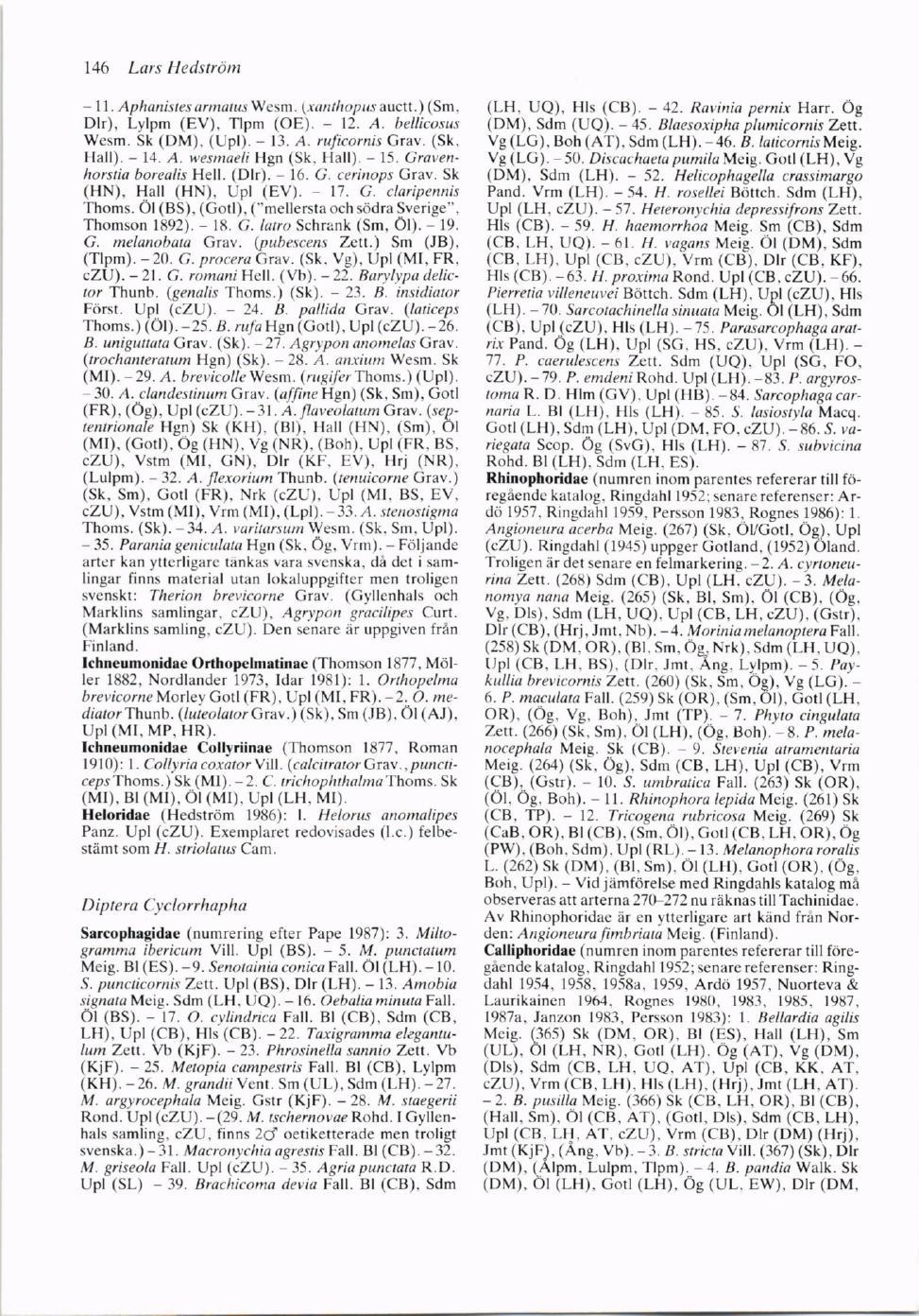 146 Lars lledstrdnt ll, Aphanistes urmatrrs Wcsm. 1.rlrrl,/rrp&s auctt. ) (Sm. Dlr), Lylpm (EV). Tlpm (OE). 12. A. helliutsut Wcsm. Sk (DM). (Upl). 13. A. ruficornis Grav. (Sk. Hall). 14. A. h,esnweli Hgn (Sk.