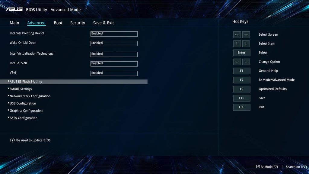 Uppdatera BIOS. 1. Verifiera exakt modell på bärbar dator och hämta den senaste BIOS-filen för din modell på ASUS webbplats. 2. Spara en kopia av den hämtade BIOS-filen på ett USB-minne. 3.