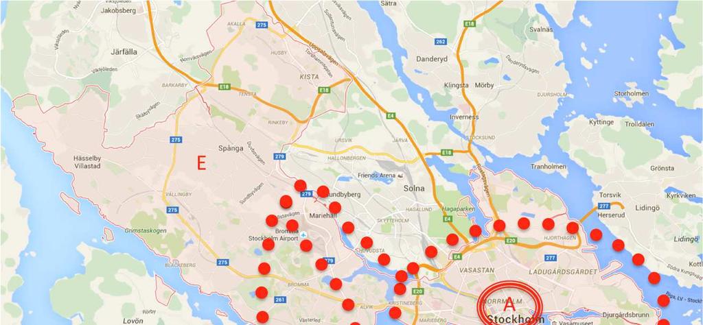 Sida 9 (19) För illustration av möjliga klassningar av geografiskt avstånd till city se nedanstående kartbild. Observera att modellen inte tillämpar några exakta geografiska zoner.