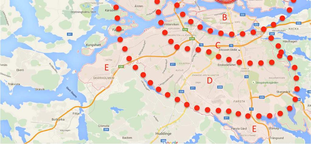 Exempel på klassning av geografiskt avstånd till city Tillgång till lokal service och andra urbana aktiviteter Vid bedömning av tillgång till lokal service är det av vikt att beakta diversitet i