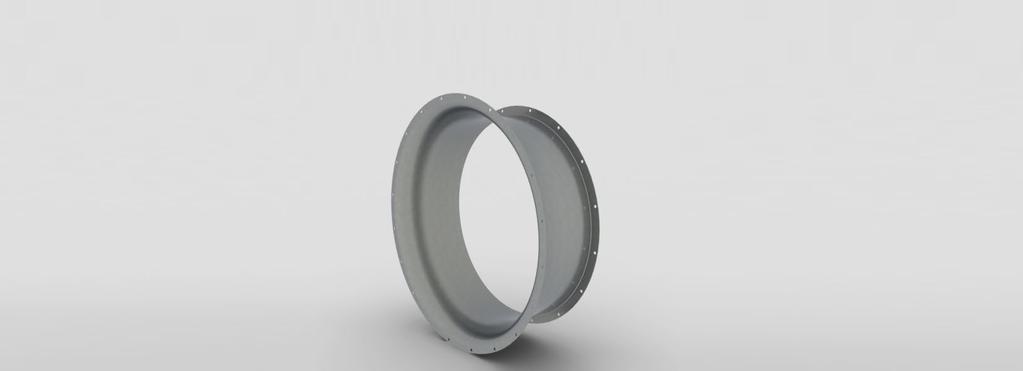 Dysa med beröringsskydd Nozzle with wire guard Chassit på Akrons fläktar AK, AKD och EVS har fläns i båda ändar.