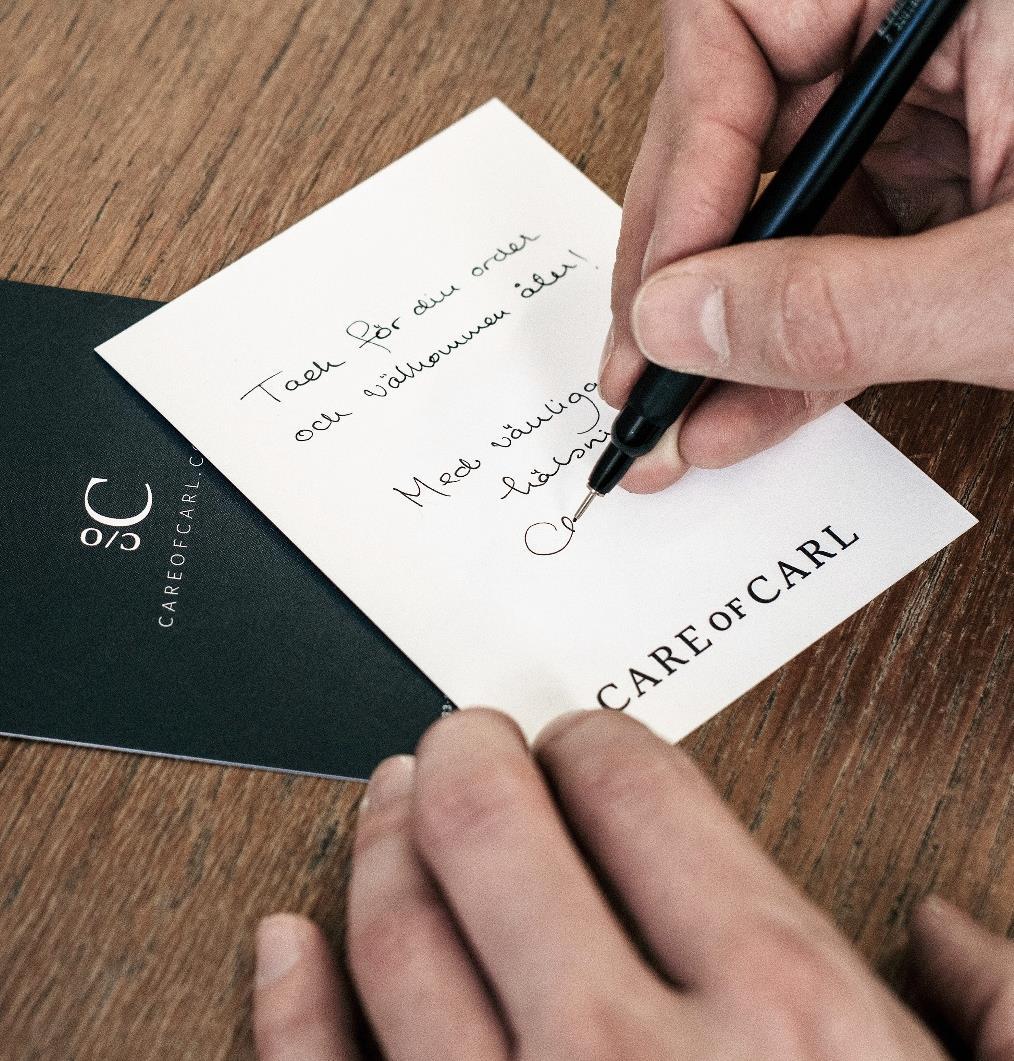 Ett handskrivet kort i varje paket Gåvor och fördelar för lojala kunder En