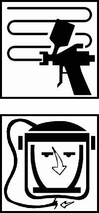 2 bar vid sprutpistolens luftintag 2-3 x 1 skikt Mellan skikten: Före torkning i ugn: 5-10 minuter vid 20 C 5-10