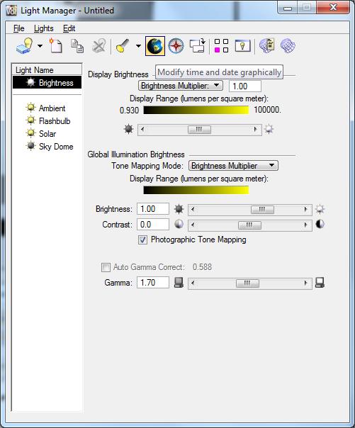 (Tools>Visualization>Lights>Light Manager) Klicka på