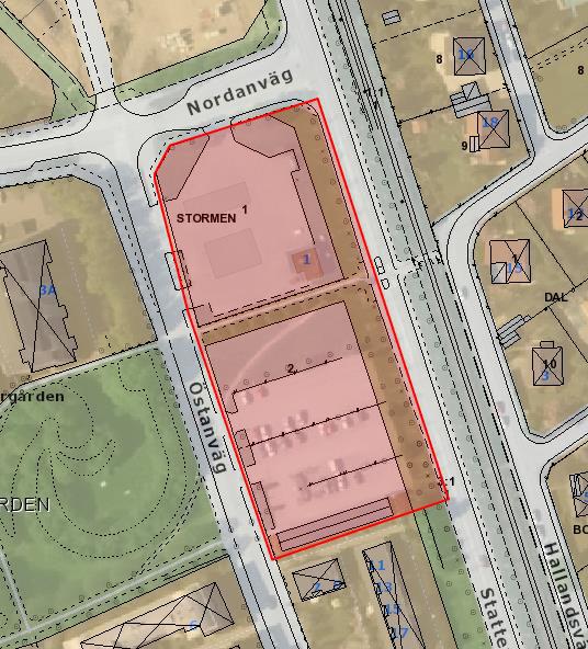 Tjänsteskrivelse 4 (6) Figur: Område aktuellt för förtätning (omvandlingsområde) På LKFs och HSBs fastigheter finns idag markparkeringar som används av boende i området.