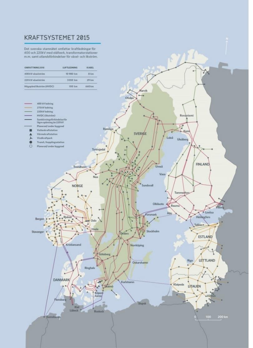 Det nordiska kraftsystemet, i vilket det svenska stamnätet ingår, visas i figur 3.2. Figur 3.2. De nordiska och baltiska kraftsystemen. Sverige och EU har högt ställda klimat- och energipolitiska mål.