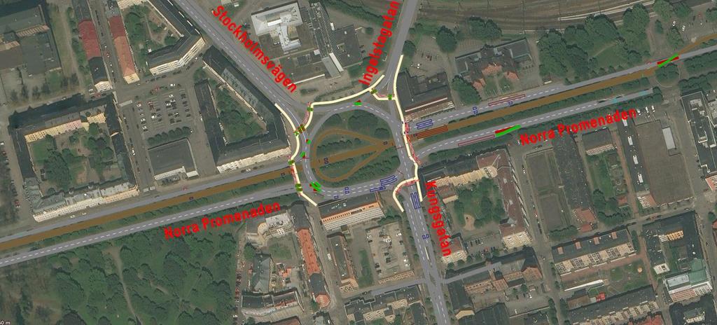 6 Modeller I detta kapitel beskrivs simuleringsmodellerna och de olika scenarierna som ligger till grund för analyserna. 6.1 Basmodell Basmodellen representerar den nuvarande utformningen av Norrtull.