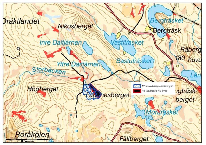 Fångnesberget Avregistrerad och avverkningsanmäld nyckelbiotop vid Fångnesberget, ca 1 mil NO om Gunnarsbyn i Bodens kommun, totalt 4,7 hektar.