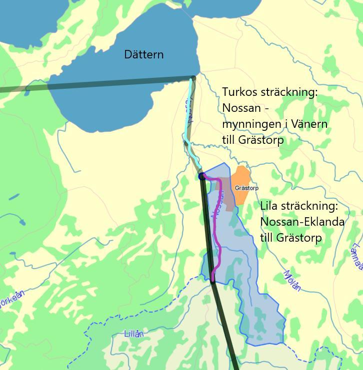 Recipient Dagvatten från det aktuella planområdet avleds till recipienten Nossan. Nossan har delats in i flera delsträckor. Sträckan genom Grästorp heter Nossan- Eklanda till Grästorp WA39942439.