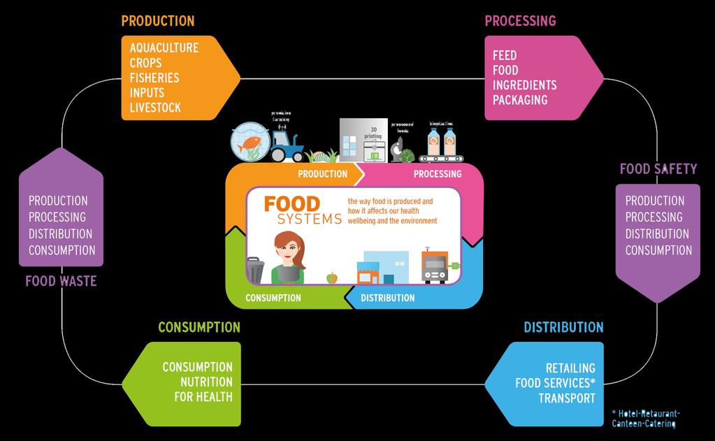 EC Food Systems Produktion Förädling Livsmedelssäkerhet Distribution Konsumtion Nutrition och hälsa