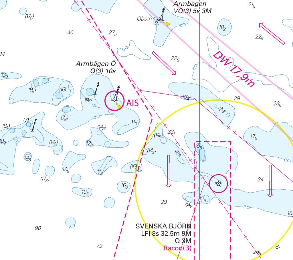 7 Norra Östersjön / Northern Baltic * 7095 Sjökort/Chart: 6, 61, 619 Sverige. Norra Östersjön. TSS South Åland Sea. Lysbojen Armbågen Östra återutsatt efter vintern. AIS etablerad.