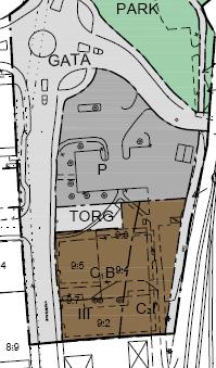 Gällande parkeringsnorm för området är för: Bostäder 9 p-platser/1000 m 2 Butiker 37 p-platser/1000 m 2 (26 p-platser/1000 m 2 vid samnyttjande) Kontor 17 p-platser/1000 m 2 För området har