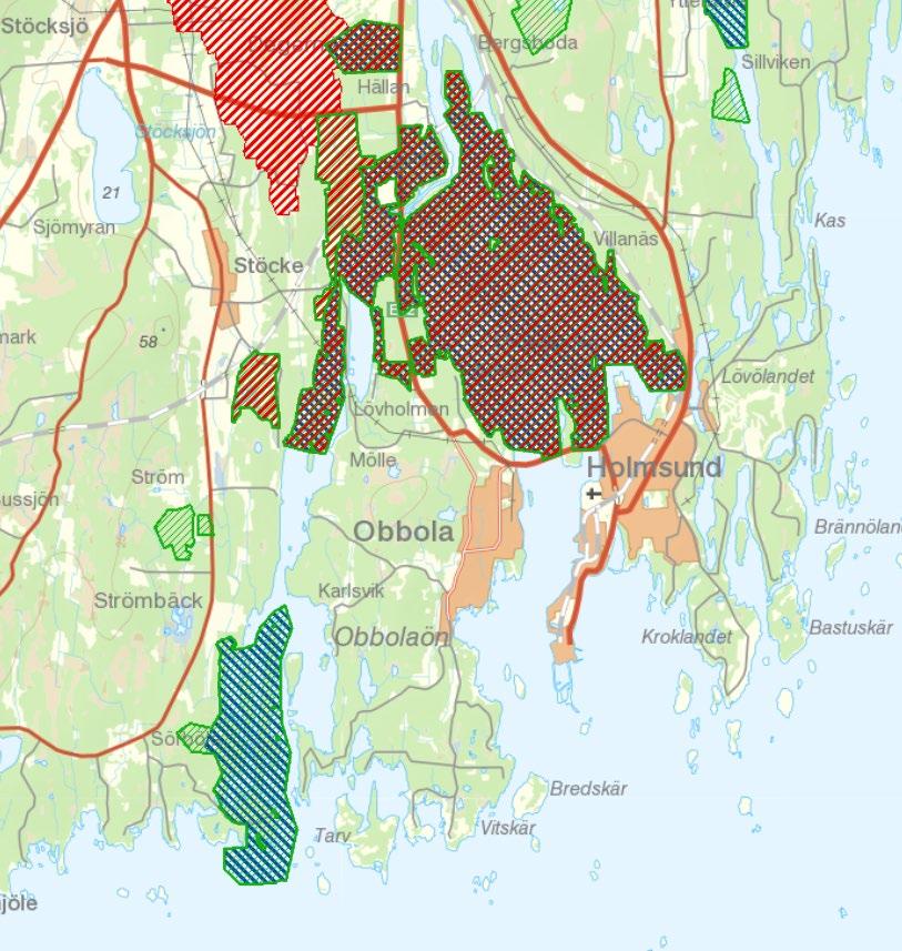 Umeälvens delta och slätter Strömbäckkont Figur 6-7 Visar de naturreservat och Natura 2000-områden som finns intill Obbola-ön (Skyddad natur, 2018). 6.4.