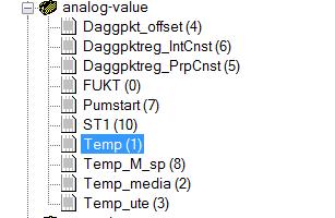 Parametertabell som kan ändras med någon BACnet browser på MS/TP nätet Fabriksinställning (DOI)=3, MS/TP adress=3 (BACnet browser, tex. YABE kan laddas hem från https://sourceforge.