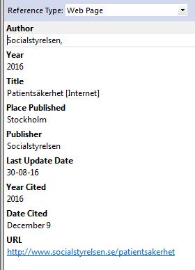 11. Skriv in referenser manuellt Klicka på References Välj New