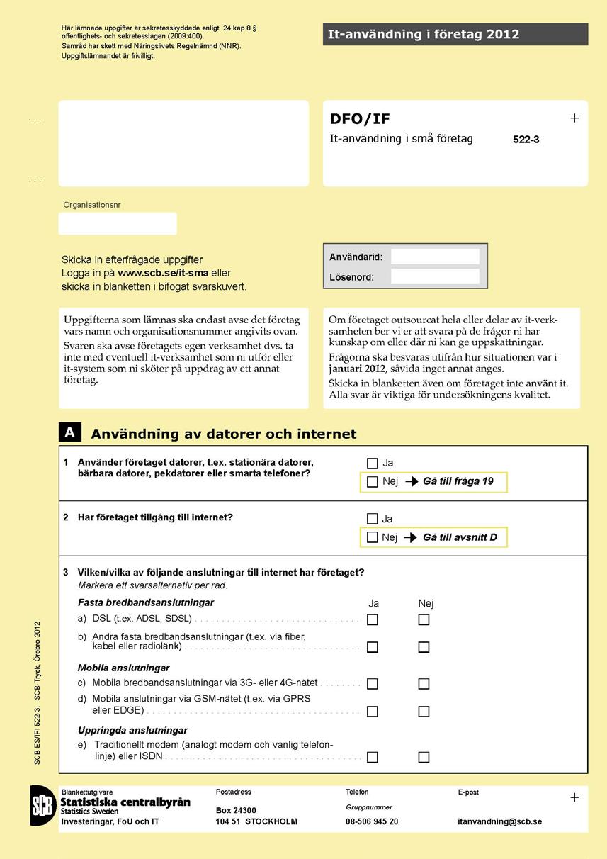 Företagens användning av it 2012 Bilagor Enkät