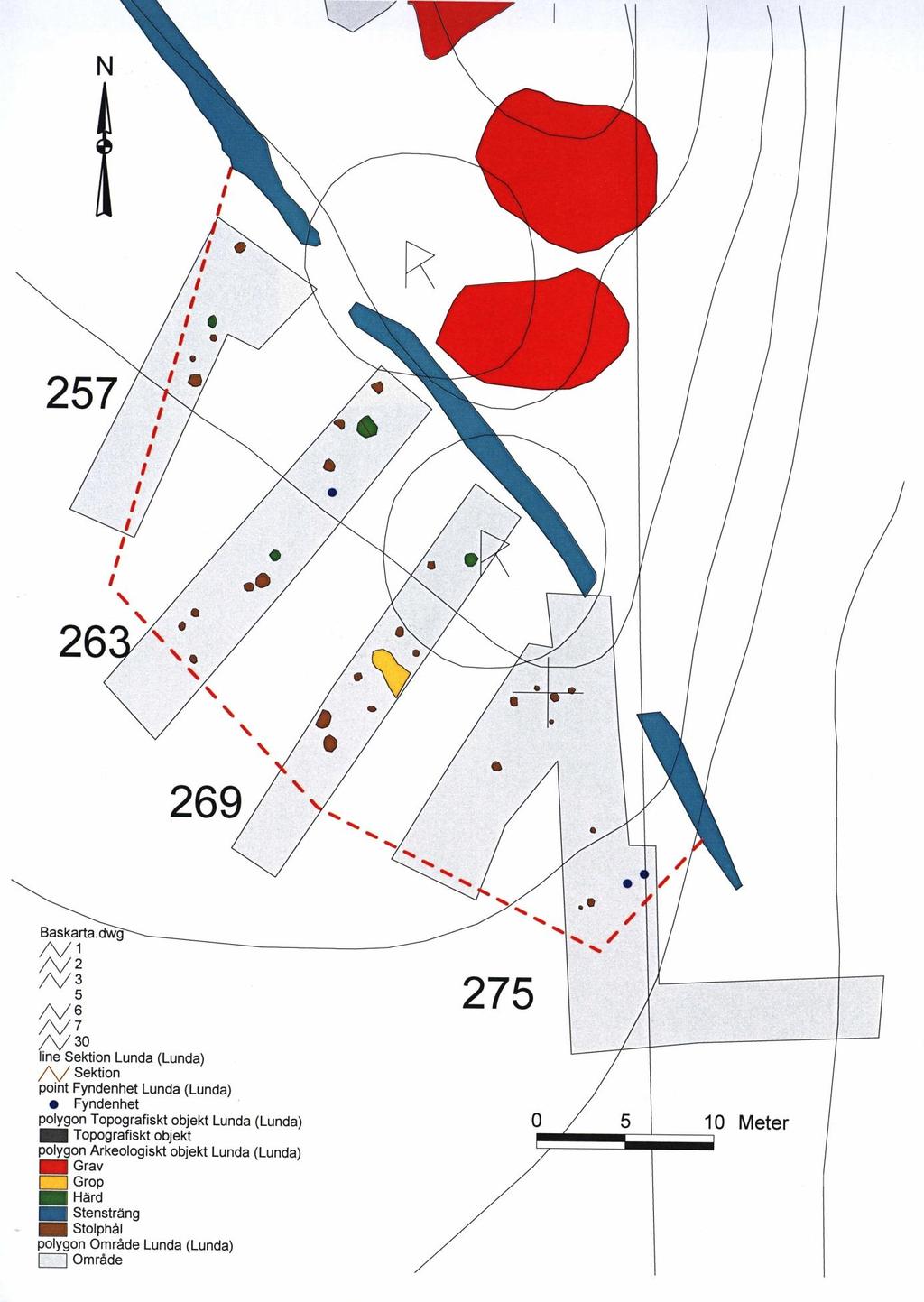 Figur 7 Schaktplan över den tidigare okända boplatsen vid RAÄ 272.