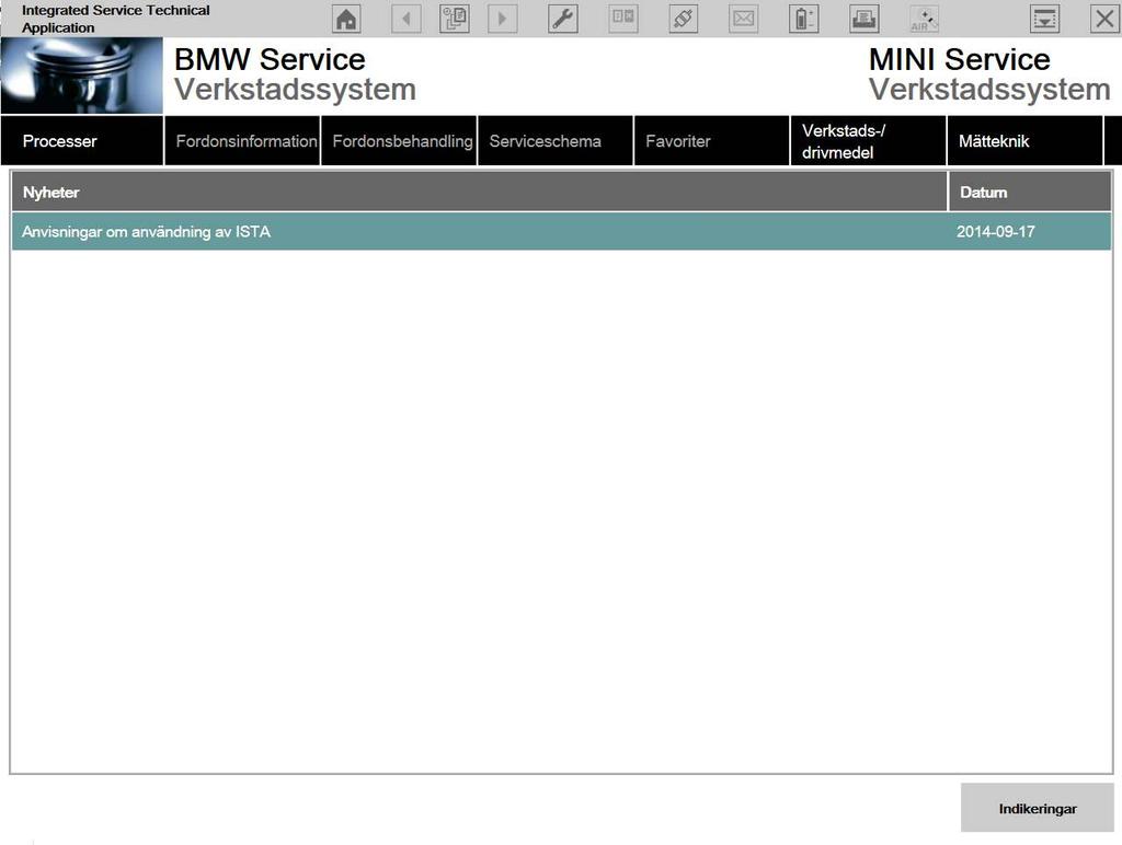 Överföring av servicehistorik till bil Tryck på Processer för att börja koppla upp dig