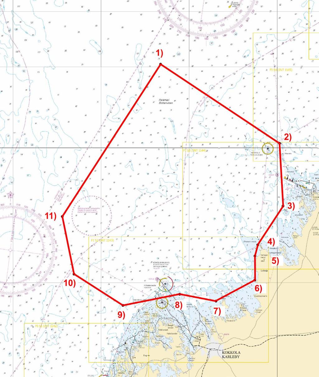 Kuva viitteeksi, karttaotteet ei merikartan mittakaavassa / Bild för referens, kortutdrag inte i sjökortets skala / Image for reference, chart extracts not to scale of chart (