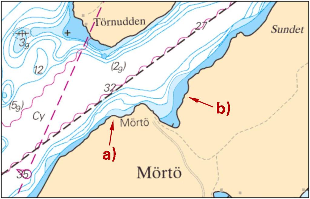 Sjökort: 6145 En sjömätning har påvisat grunt vatten i nedanstående position.