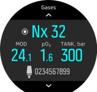 Välj gasen som du vill ta bort Tank POD-enheten från i menyn Gaser: 2.