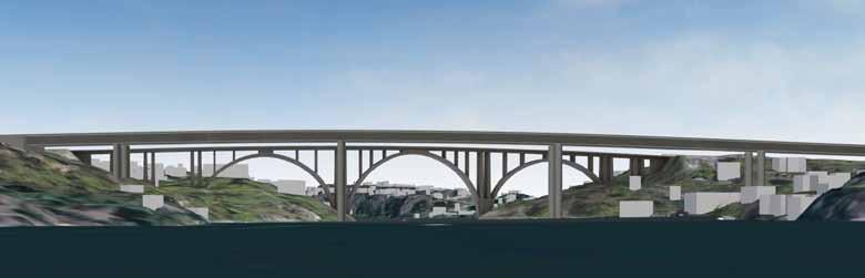 För trafikanter på den norra Skurubron kommer utsikten över delvis att skymmas av den nya gång-och cykelbron.