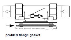Installera filtret Innan installation, stäng av vattnet och släpp på trycket i vattenledningen. Välj vridmoment (ca. 4 Nm) Filtret ansluts med den medföljande roterande flänsen.