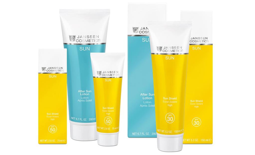 REFERENSNUMMER DETALJHANDEL STORLEK DETALJHANDEL SOLSKYDD OCH DJUPGÅENDE HUDVÅRD PÅ SAMMA GÅNG PRODUKT Sun Shield SPF 30 8830 150 ml Sun Shield SPF 50 8850 75 ml After Sun Lotion 8890 200 ml Ingen