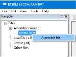välj Assemble File alternativt: Från Menyn väljer du Tools Assemble, ett dialogfönster låter dig nu välja den fil du vill assemblera.