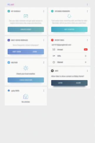 Appar och funktioner Bixby Home På skärmen Bixby Home kan du visa rekommenderade tjänster och information som Bixby tillhandahåller genom att analysera dina användningsmönster och rutiner.