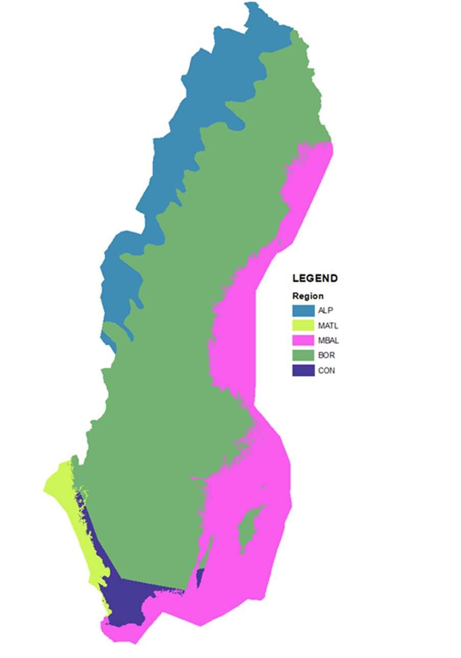 Nätverket i Sverige idag Biogeografiska zoner