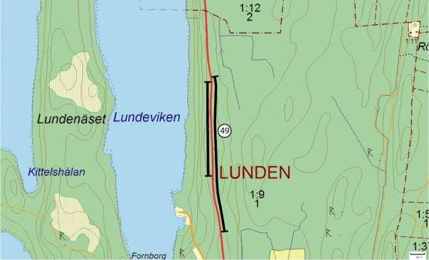 Delsträcka 49 Läge: Öster om Lundeviken. Två delsträckor ingår, en på vardera sidan vägen.