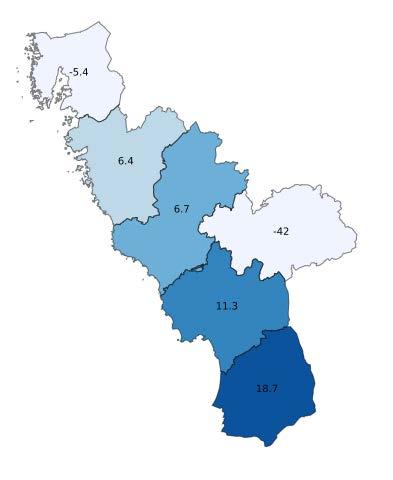 Gästnätter i Halland, jan 2019 69 963 gästnätter (+6,9 %, +4 454 st) (Utveckling