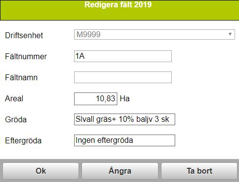 Välj OK för att ändra grödan på