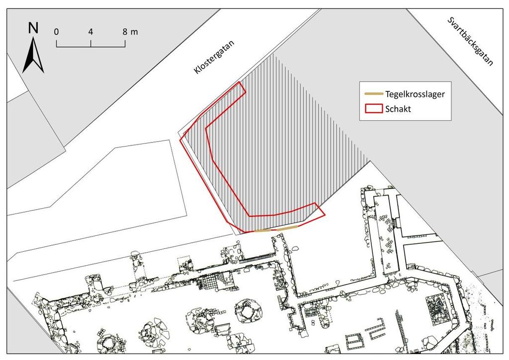 Figur 3. Schaktplan med tegellagret blåmarkerat.