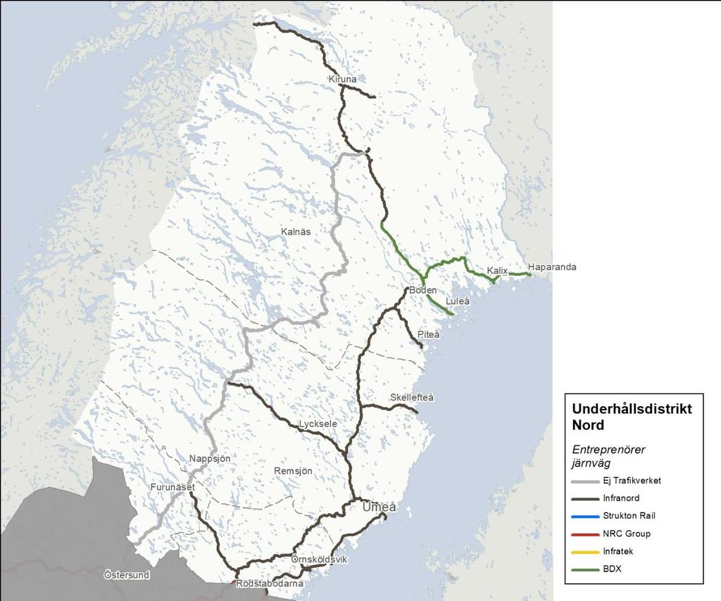 Nord Väder Vädret i Underhållsdistrikt Nord har under vintern 2018-2019, med fokus på veckorna 46-11, varit blötare än normalt med nederbördsmängder på 100-150 procent av det normala.