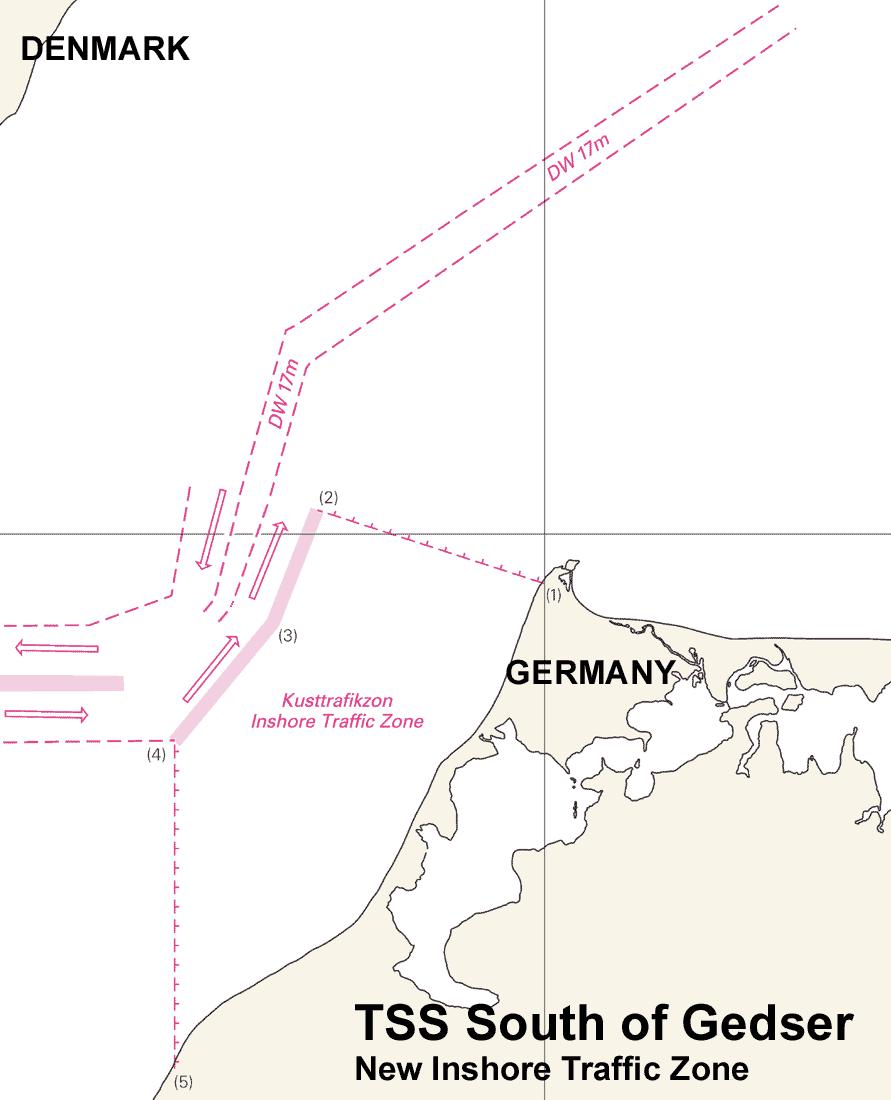 27 Nr100 3) 54 27,161N 12 15,131E 4) 54 23,332N 12 09,700E 5) 54 12,883N 12 09,700E Karta som utvisar ny kusttrafikzon. / Map showing the new inshore traffic zone. Germany. Southern Baltic.