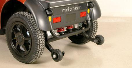Tippskydd/stödhjul Mini Crossern är ett väldigt stabilt fordon. MEN vid felaktig viktfördelning eller ovarsam körning finns risk att man välter.