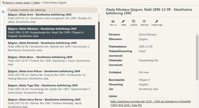 En ännu senare nyhet från ArkivDigitals sida är följande. Stockholms befolkning 1945 Att släktforska i Stockholms stad är, inte ens så sent som under mitten av 1940-talet det lättaste.
