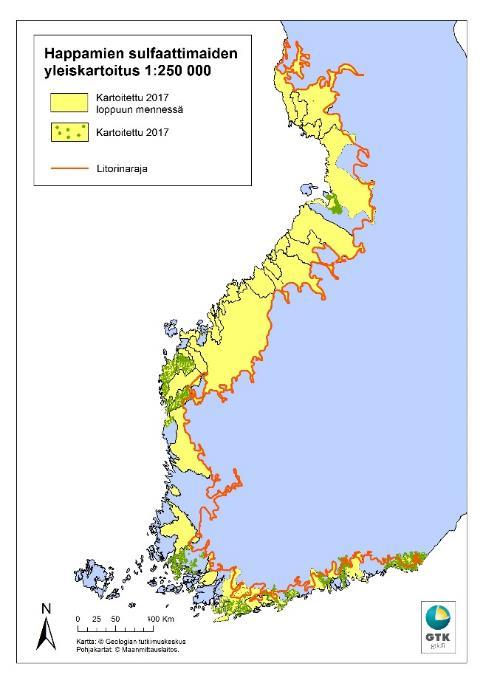 Happamien sulfaattimaiden yleiskartoitus GTK:ssa Översiktskartläggning av sura sulfatjordar vid GTK 2009 alkaen useissa eri EU-projekteissa ja GTK:n rahoituksella Rannikkoalue Litorina-rajaan saakka