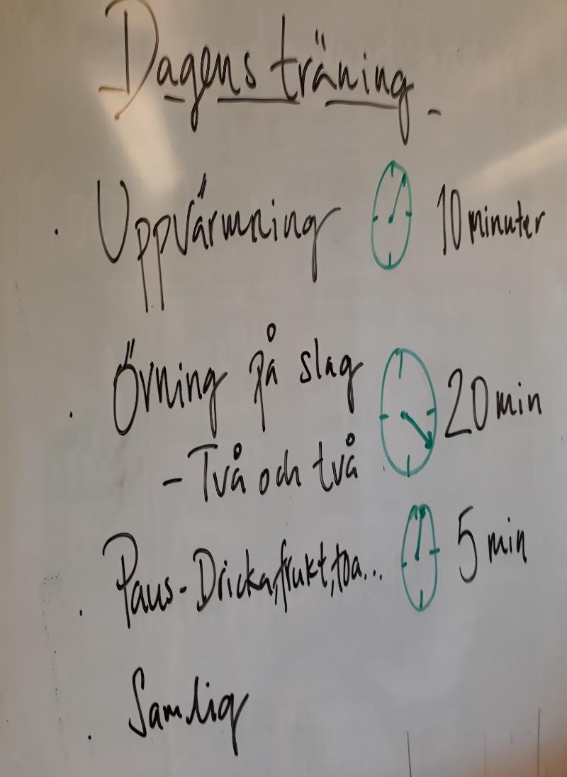 Tips till pedagoger och ledare - Rutiner och struktur Tydlig början och slut Hela passet och mellan övningarna. Ha en tydlighet i pauserna Dötiden kan vara svår. Vad ska jag göra och vad gör vi sedan.