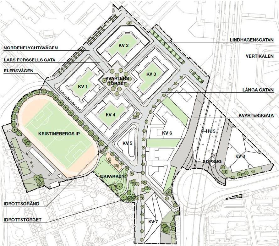 LUFTKVALITETSUTREDNING DETALJPLAN FÖR HORNSBERGSKVARTEREN 7 3 Underlag för beräkningarna Framtida utformning av området Planområdet är beläget på nordvästra Kungsholmen vid Essingeleden, se Figur 1