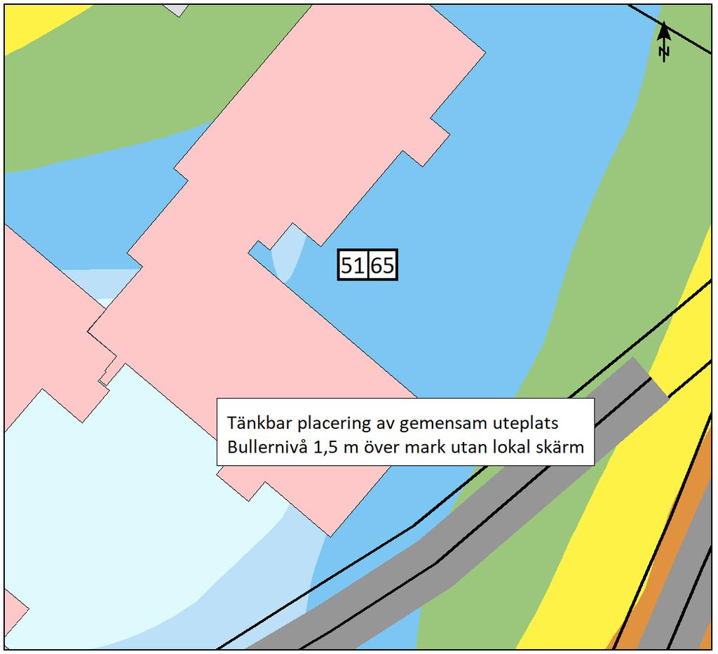 3 RESULTAT Resultatet av beräkningarna redovisas som utbredningskartor och fasadberäkningar i bilaga. 3.1 FASADNIVÅER Fasadberäkningarna visar att riktvärdet 60 dba vid fasad klaras överallt.