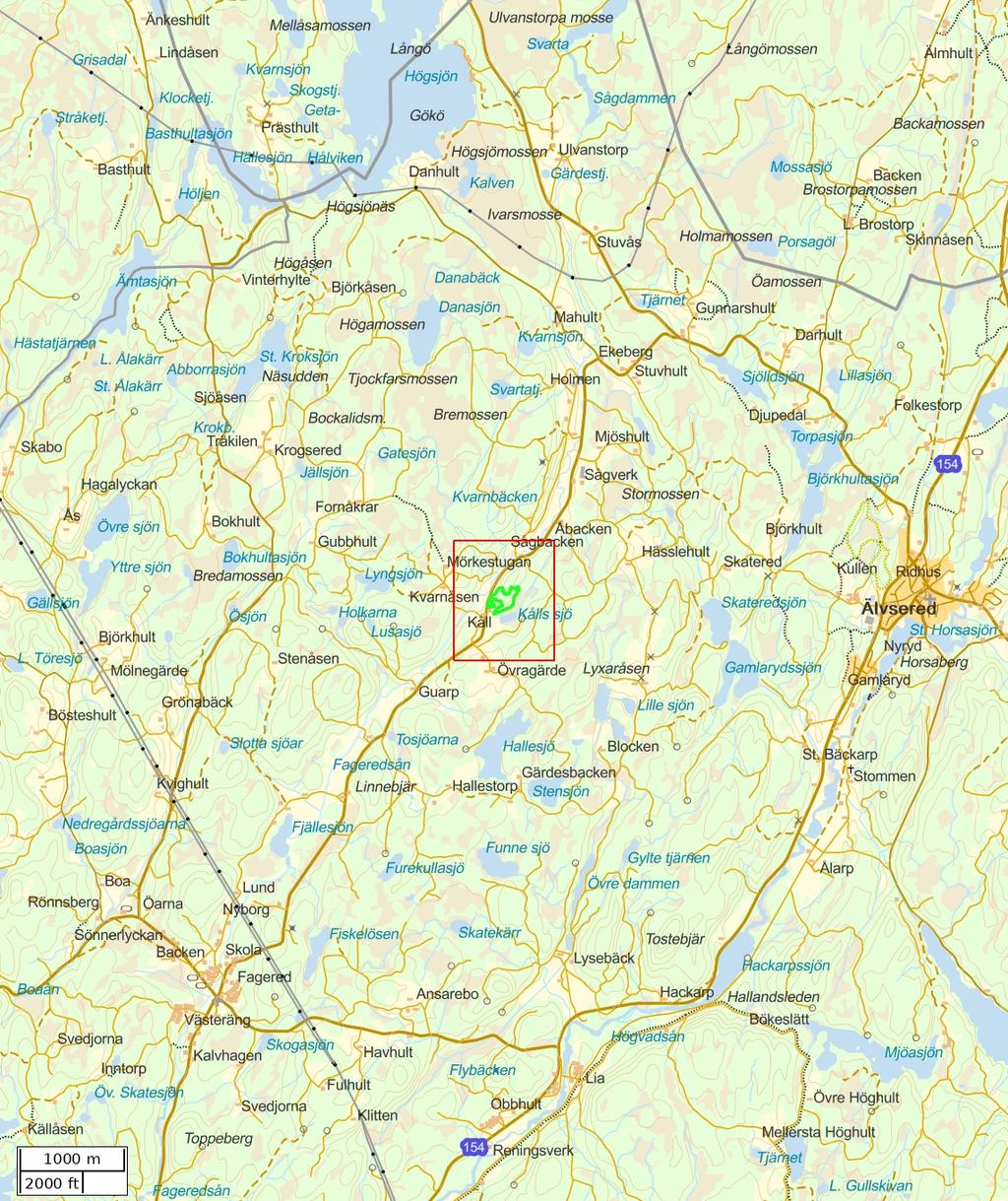 Traktdirektiv 2018-10-30 12:38 Kåll 1:2 Hushållningssällskapet Skog Översiktskarta Skala: ~1:50000