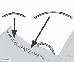 09 Underhåll och service Torkarblad 09 Byte av torkarblad OBS Torkarbladen har olika längd.