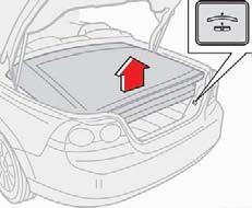 Knapp för höjning och sänkning av tak. I öppet läge befinner sig taket hopvikt i bagageutrymmet.